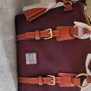 Dooney & Bourke Deep Burgundy Satchel with Tan Accents BRAND NEW With Tags/wrap